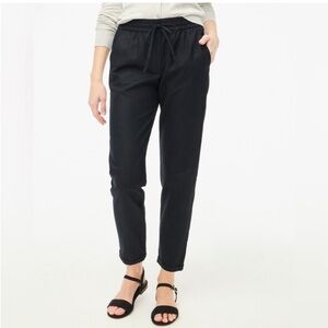 J. Crew linen cotton blend Black drawstring Ankle Cropped Pant